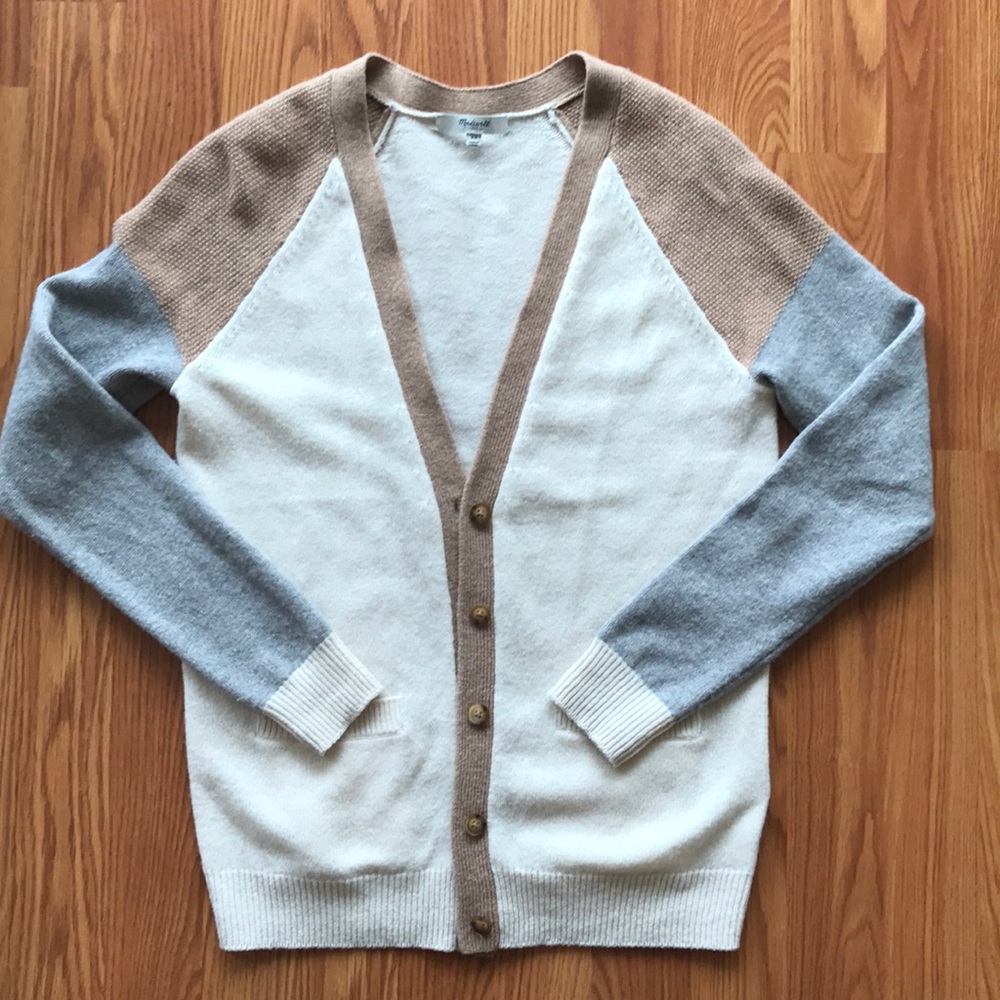MADEWELL wool cardigan color block sweater XS